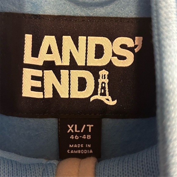 Lands' End Men's XL Tall Blue Windbreaker Vest Fleece Lined Zip Side Poc… - Picture 5 of 6